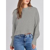 image:imageANRABESS Womens Cropped Sweaters Oversized Crewneck Long Batwing Sleeve Side Slit Ribbed Knit Pullover Tops 2026 Fall ClothesGrey
