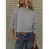 image:imageANRABESS Womens Cropped Sweaters Oversized Crewneck Long Batwing Sleeve Side Slit Ribbed Knit Pullover Tops 2026 Fall ClothesGrey