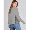 image:imageANRABESS Womens Cropped Sweaters Oversized Crewneck Long Batwing Sleeve Side Slit Ribbed Knit Pullover Tops 2026 Fall ClothesGrey
