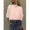 image:imageANRABESS Womens Cropped Sweaters Oversized Crewneck Long Batwing Sleeve Side Slit Ribbed Knit Pullover Tops 2026 Fall ClothesPink Khaki