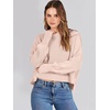 image:imageANRABESS Womens Cropped Sweaters Oversized Crewneck Long Batwing Sleeve Side Slit Ribbed Knit Pullover Tops 2026 Fall ClothesPink Khaki