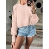 image:imageANRABESS Womens Cropped Sweaters Oversized Crewneck Long Batwing Sleeve Side Slit Ribbed Knit Pullover Tops 2026 Fall ClothesPink Khaki