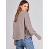 image:imageANRABESS Womens Cropped Sweaters Oversized Crewneck Long Batwing Sleeve Side Slit Ribbed Knit Pullover Tops 2026 Fall ClothesRed Apricot