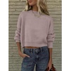 image:imageANRABESS Womens Cropped Sweaters Oversized Crewneck Long Batwing Sleeve Side Slit Ribbed Knit Pullover Tops 2026 Fall ClothesRed Apricot