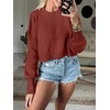image:imageANRABESS Womens Cropped Sweaters Oversized Crewneck Long Batwing Sleeve Side Slit Ribbed Knit Pullover Tops 2026 Fall ClothesRust