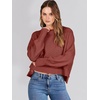 image:imageANRABESS Womens Cropped Sweaters Oversized Crewneck Long Batwing Sleeve Side Slit Ribbed Knit Pullover Tops 2026 Fall ClothesRust