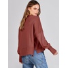 image:imageANRABESS Womens Cropped Sweaters Oversized Crewneck Long Batwing Sleeve Side Slit Ribbed Knit Pullover Tops 2026 Fall ClothesRust