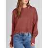 image:imageANRABESS Womens Cropped Sweaters Oversized Crewneck Long Batwing Sleeve Side Slit Ribbed Knit Pullover Tops 2026 Fall ClothesRust