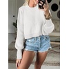 image:imageANRABESS Womens Cropped Sweaters Oversized Crewneck Long Batwing Sleeve Side Slit Ribbed Knit Pullover Tops 2026 Fall ClothesWhite