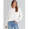 image:imageANRABESS Womens Cropped Sweaters Oversized Crewneck Long Batwing Sleeve Side Slit Ribbed Knit Pullover Tops 2026 Fall ClothesWhite