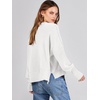 image:imageANRABESS Womens Cropped Sweaters Oversized Crewneck Long Batwing Sleeve Side Slit Ribbed Knit Pullover Tops 2026 Fall ClothesWhite