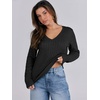 image:imageANRABESS Womens Long Sleeve Cable Knit Sweater 2026 Fall Fashion V Neck Fitted Pullover Top Business Casual Work Fall OutfitsBlack