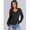 image:imageANRABESS Womens Long Sleeve Cable Knit Sweater 2026 Fall Fashion V Neck Fitted Pullover Top Business Casual Work Fall OutfitsBlack