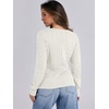 image:imageANRABESS Womens Long Sleeve Cable Knit Sweater 2026 Fall Fashion V Neck Fitted Pullover Top Business Casual Work Fall OutfitsCream White
