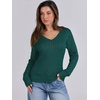 image:imageANRABESS Womens Long Sleeve Cable Knit Sweater 2026 Fall Fashion V Neck Fitted Pullover Top Business Casual Work Fall OutfitsDeep Green