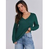 image:imageANRABESS Womens Long Sleeve Cable Knit Sweater 2026 Fall Fashion V Neck Fitted Pullover Top Business Casual Work Fall OutfitsDeep Green