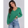 image:imageANRABESS Womens Long Sleeve Cable Knit Sweater 2026 Fall Fashion V Neck Fitted Pullover Top Business Casual Work Fall OutfitsGreen