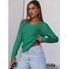 image:imageANRABESS Womens Long Sleeve Cable Knit Sweater 2026 Fall Fashion V Neck Fitted Pullover Top Business Casual Work Fall OutfitsGreen