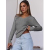 image:imageANRABESS Womens Long Sleeve Cable Knit Sweater 2026 Fall Fashion V Neck Fitted Pullover Top Business Casual Work Fall OutfitsGrey