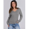 image:imageANRABESS Womens Long Sleeve Cable Knit Sweater 2026 Fall Fashion V Neck Fitted Pullover Top Business Casual Work Fall OutfitsGrey