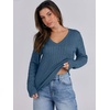 image:imageANRABESS Womens Long Sleeve Cable Knit Sweater 2026 Fall Fashion V Neck Fitted Pullover Top Business Casual Work Fall OutfitsIndigo Blue