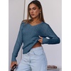 image:imageANRABESS Womens Long Sleeve Cable Knit Sweater 2026 Fall Fashion V Neck Fitted Pullover Top Business Casual Work Fall OutfitsIndigo Blue