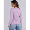 image:imageANRABESS Womens Long Sleeve Cable Knit Sweater 2026 Fall Fashion V Neck Fitted Pullover Top Business Casual Work Fall OutfitsLight Purple