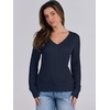 image:imageANRABESS Womens Long Sleeve Cable Knit Sweater 2026 Fall Fashion V Neck Fitted Pullover Top Business Casual Work Fall OutfitsNavy Blue