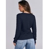 image:imageANRABESS Womens Long Sleeve Cable Knit Sweater 2026 Fall Fashion V Neck Fitted Pullover Top Business Casual Work Fall OutfitsNavy Blue