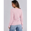 image:imageANRABESS Womens Long Sleeve Cable Knit Sweater 2026 Fall Fashion V Neck Fitted Pullover Top Business Casual Work Fall OutfitsPink