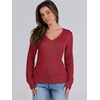 image:imageANRABESS Womens Long Sleeve Cable Knit Sweater 2026 Fall Fashion V Neck Fitted Pullover Top Business Casual Work Fall OutfitsRed