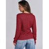 image:imageANRABESS Womens Long Sleeve Cable Knit Sweater 2026 Fall Fashion V Neck Fitted Pullover Top Business Casual Work Fall OutfitsRed