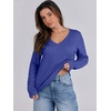 image:imageANRABESS Womens Long Sleeve Cable Knit Sweater 2026 Fall Fashion V Neck Fitted Pullover Top Business Casual Work Fall OutfitsRoyal Blue