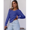 image:imageANRABESS Womens Long Sleeve Cable Knit Sweater 2026 Fall Fashion V Neck Fitted Pullover Top Business Casual Work Fall OutfitsRoyal Blue