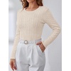 image:imageANRABESS Womens Long Sleeve Cable Knit Sweater Jumper Crewneck Pullover Soft Dressy Casual Tops Cute 2026 Fall Trendy OutfitsApricot