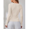 image:imageANRABESS Womens Long Sleeve Cable Knit Sweater Jumper Crewneck Pullover Soft Dressy Casual Tops Cute 2026 Fall Trendy OutfitsApricot