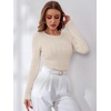 image:imageANRABESS Womens Long Sleeve Cable Knit Sweater Jumper Crewneck Pullover Soft Dressy Casual Tops Cute 2026 Fall Trendy OutfitsApricot