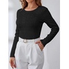 image:imageANRABESS Womens Long Sleeve Cable Knit Sweater Jumper Crewneck Pullover Soft Dressy Casual Tops Cute 2026 Fall Trendy OutfitsBlack