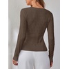 image:imageANRABESS Womens Long Sleeve Cable Knit Sweater Jumper Crewneck Pullover Soft Dressy Casual Tops Cute 2026 Fall Trendy OutfitsCoffee