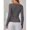 image:imageANRABESS Womens Long Sleeve Cable Knit Sweater Jumper Crewneck Pullover Soft Dressy Casual Tops Cute 2026 Fall Trendy OutfitsDark Grey