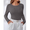 image:imageANRABESS Womens Long Sleeve Cable Knit Sweater Jumper Crewneck Pullover Soft Dressy Casual Tops Cute 2026 Fall Trendy OutfitsDark Grey