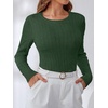 image:imageANRABESS Womens Long Sleeve Cable Knit Sweater Jumper Crewneck Pullover Soft Dressy Casual Tops Cute 2026 Fall Trendy OutfitsDeep Green