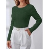 image:imageANRABESS Womens Long Sleeve Cable Knit Sweater Jumper Crewneck Pullover Soft Dressy Casual Tops Cute 2026 Fall Trendy OutfitsDeep Green