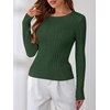 image:imageANRABESS Womens Long Sleeve Cable Knit Sweater Jumper Crewneck Pullover Soft Dressy Casual Tops Cute 2026 Fall Trendy OutfitsDeep Green