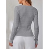 image:imageANRABESS Womens Long Sleeve Cable Knit Sweater Jumper Crewneck Pullover Soft Dressy Casual Tops Cute 2026 Fall Trendy OutfitsGrey