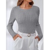 image:imageANRABESS Womens Long Sleeve Cable Knit Sweater Jumper Crewneck Pullover Soft Dressy Casual Tops Cute 2026 Fall Trendy OutfitsGrey