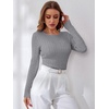 image:imageANRABESS Womens Long Sleeve Cable Knit Sweater Jumper Crewneck Pullover Soft Dressy Casual Tops Cute 2026 Fall Trendy OutfitsGrey