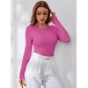 image:imageANRABESS Womens Long Sleeve Cable Knit Sweater Jumper Crewneck Pullover Soft Dressy Casual Tops Cute 2026 Fall Trendy OutfitsHot Pink