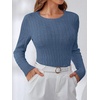 image:imageANRABESS Womens Long Sleeve Cable Knit Sweater Jumper Crewneck Pullover Soft Dressy Casual Tops Cute 2026 Fall Trendy OutfitsIndigo