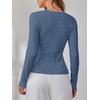 image:imageANRABESS Womens Long Sleeve Cable Knit Sweater Jumper Crewneck Pullover Soft Dressy Casual Tops Cute 2026 Fall Trendy OutfitsIndigo